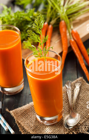 Materie organiche succo di carota con frutta fresca Foto Stock