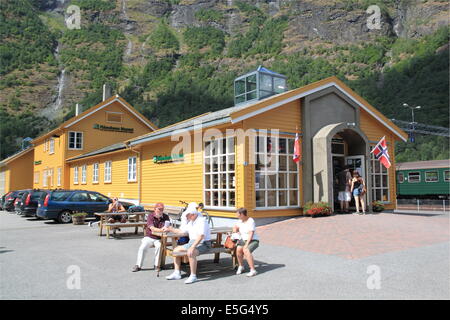 Flåmsbana Railway Museum, Flåm, Flåmsdalen, Aurlandsfjorden, Aurland, Sognefjorden, Sogn og Fjordane, Vestlandet, Norvegia Foto Stock