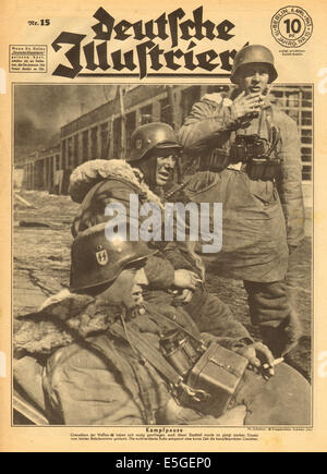 1943 Deutsche Illustrierte front page reporting Waffen SS in Russia Foto Stock