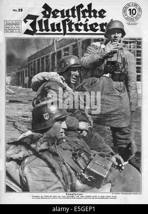 1943 Deutsche Illustrierte front page reporting Waffen SS in Russia Foto Stock