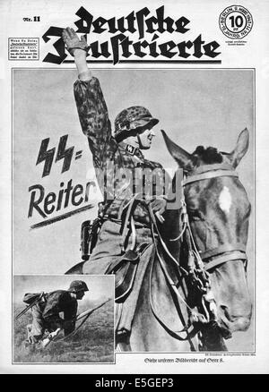 1943 Deutsche Illustrierte front page reporting Waffen SS Cavalleria in Russia Foto Stock