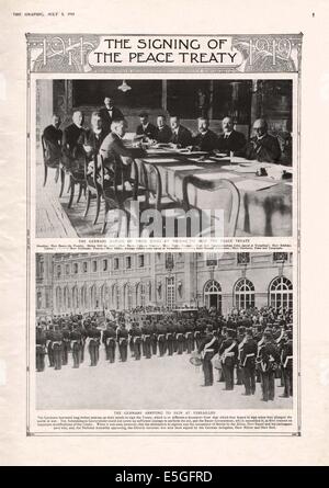 1919 La rivista grafica pagina 5 relazioni con la firma del Trattato di Versailles Foto Stock