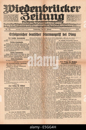 Wiedenbrucke Zeitung (Germania) front page di successo di reporting esercito tedesco d'attacco a Vimy Foto Stock