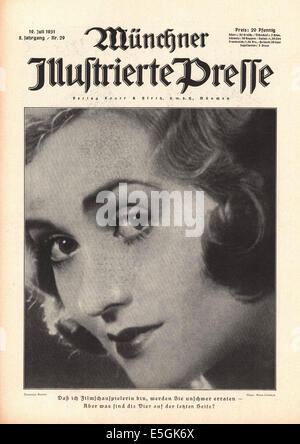 Münchner Illustrierte Presse (Germania) anteriore foto di copertina di attrice americana Constance Bennett Foto Stock