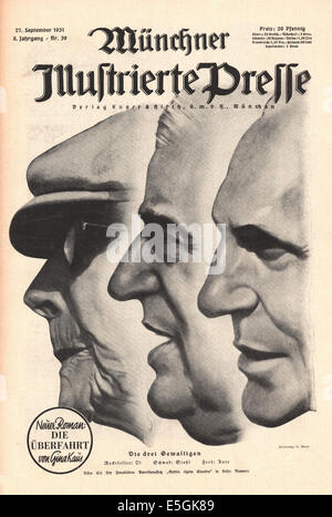 1931 Münchner Illustrierte Presse (Germania) anteriore delle immagini di copertina di "i tre poteri' Rockefeller: olio, Schwab: Acciaio e Ford: automobili Foto Stock