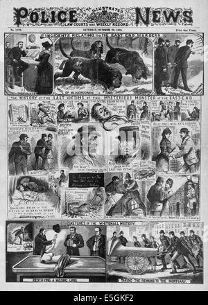 1888 illustrata la polizia News front page reporting gli omicidi di Jack lo Squartatore nell'East End di Londra Foto Stock