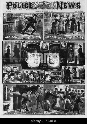 1888 illustrata la polizia News front page reporting gli omicidi di Jack lo Squartatore nell'East End di Londra Foto Stock