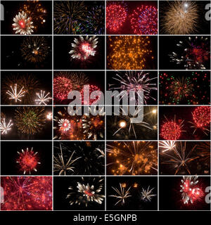 Square collage di vari fuochi d'artificio foto 4x6 Foto Stock