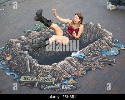 Lancio del lungometraggio Blackwood con 3D'illustrazione da Joe Hill a Canary Wharf, Londra. Foto Stock