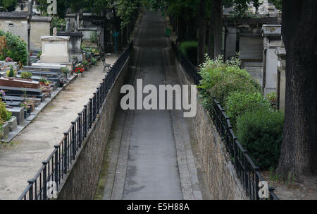 Cimitero di Montmartre [Cimetière de Montmartre Cimitière du Nord] necropoli Parigi con alberi verdi Foto Stock