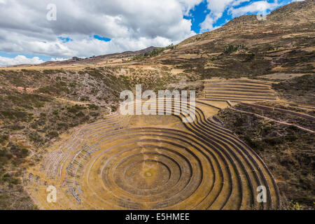 Moray, rovine Incas nelle Ande peruviane a Cuzco Perù Foto Stock