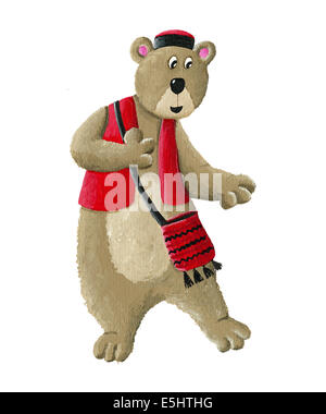 Illustrazione di etno bear dancing Foto Stock