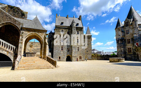 Il castello del XIII secolo a Vitré, Ille-et-Vilaine Bretagna, Francia Foto Stock