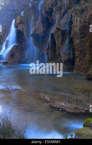 Cuervo Fiume, Parco Naturale, monumento naturale, Vega del Cororno, Cuervo sorgente del fiume, Serrania de Cuenca parco naturale, Cuenca Foto Stock