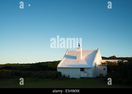 La vecchia casa colonica visitatore alloggio su Skokholm Island di crepuscolo. Foto Stock