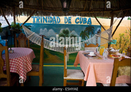 Impostazione di colazione in una Casa Particular (Bed & Breakfast) in Trinidad, Cuba Foto Stock