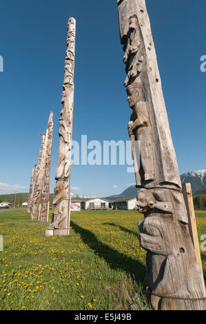 Elk203-4170v Canada, British Columbia, Gitwangak, Gitxsan totem Foto Stock