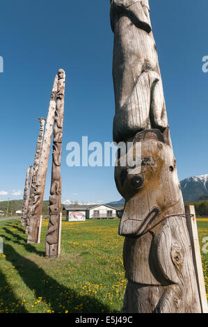 Elk203-4171v Canada, British Columbia, Gitwangak, Gitxsan totem Foto Stock