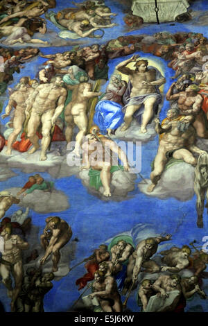 Il Giudizio Universale di Michelangelo alla Cappella Sistina, Vaticano, Roma, Italia Foto Stock