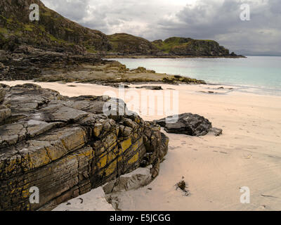 Sabbiosa spiaggia scozzese a Camas Daraich, Punto di Sleat, Isola di Skye, Scotland, Regno Unito Foto Stock