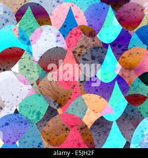 Abstract acquerello su sfondo colorato con diversi elementi Foto Stock