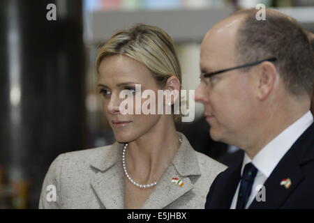 Lunedì 04 Aprile 201- DUBLIN, Irlanda - Il Principe Alberto di Monaco in visita di Stato in Irlanda con Charlene Wittstock Foto Stock