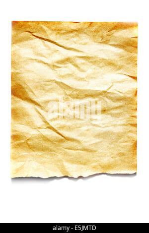 Vecchia carta isolate su sfondo bianco Foto Stock
