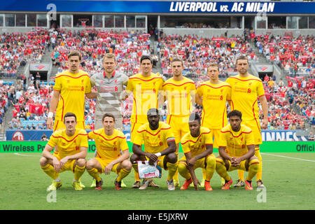 Charlotte, North Carolina, Stati Uniti d'America. 2 agosto, 2014. Liverpool durante il 2014 Guinness International Champions Cup match tra AC Milan e Liverpool presso la Bank of America Stadium di Charlotte, NC. Liverpool va a vincere 2 a 0. Credito: Jason Walle/ZUMA filo/Alamy Live News Foto Stock