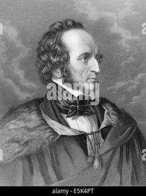 Jakob Ludwig Felix Mendelssohn Bartholdy, 1809 - 1847, un compositore tedesco, Foto Stock