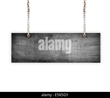 Vintage il legno vecchio segno isolato su sfondo bianco. Foto Stock