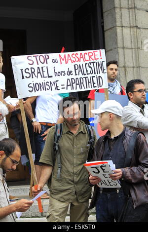 Grenoble, Francia. 02Aug, 2014. Pro-Palestinian manifestazione contro Israele dell operazione militare a Gaza. Grenoble il 2 agosto. Grenoble, Francia - 08/02/2014 Credit: Thibaut/Alamy Live News Foto Stock