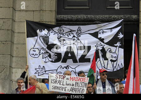 Grenoble, Francia. 02Aug, 2014. Pro-Palestinian manifestazione contro Israele dell operazione militare a Gaza. Grenoble il 2 agosto. Grenoble, Francia - 08/02/2014 Credit: Thibaut/Alamy Live News Foto Stock