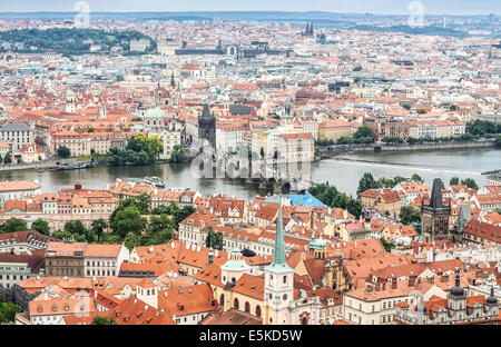 La città vecchia di Praga, Vista panoramica, Repubblica Ceca Foto Stock