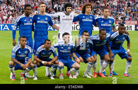 Team di Chelsea prima FC Bayern Munich vs Chelsea FC finale di UEFA Champions League game Foto Stock