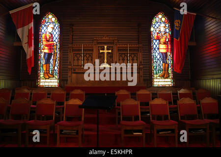 La cappella presso il Royal Canadian polizia montata (GRC) Magazzino di Regina, Saskatchewan. Foto Stock