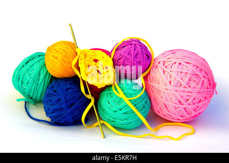 Colorate crochet riciclata sfere Foto Stock