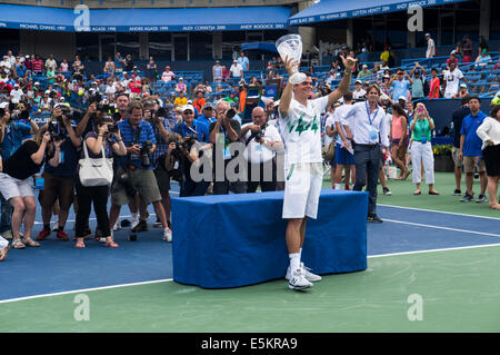 Milos raonic vince 2014 citi aperto a Washington, DC. Foto Stock