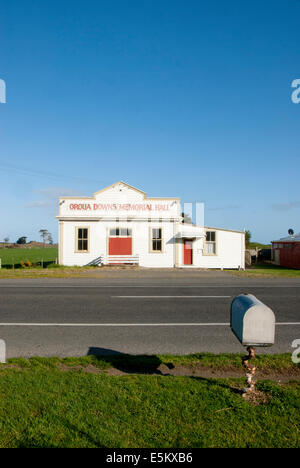 Sala della comunità a Orua Downs, nei pressi di Palmerston North, Manawatu Affitto, Isola del nord, Nuova Zelanda Foto Stock