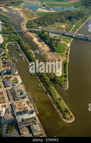 La ricostruzione della bocca del fiume Lippe dall'acqua Lippeverband management association, Reno estuario del fiume Foto Stock