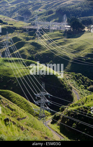 Trasmissione della potenza elettrica pilone, Belmont Parco Regionale, Wellington, Isola del nord, Nuova Zelanda Foto Stock