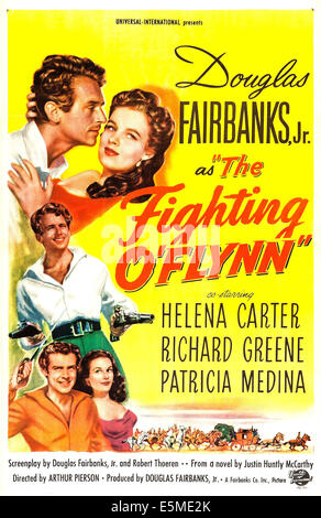 I COMBATTIMENTI O'Flynn, noi poster, parte superiore da sinistra: Douglas Fairbanks Jr, Helena Carter, in basso da sinistra: Richard Greene, Foto Stock