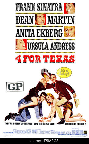 Quattro per il Texas, (aka 4 per Texas), US locandina, in senso orario a partire da in alto a sinistra: Anita Ekberg, Frank Sinatra, Ursula Andress, Dean Foto Stock