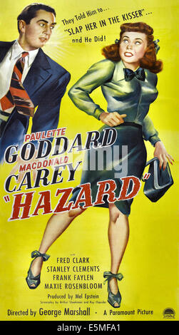 Pericolo, noi poster, da sinistra: Macdonald Carey, Paulette Goddard, 1948 Foto Stock