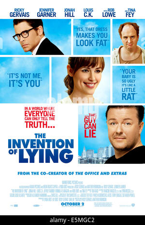La presente invenzione di mentire, in senso orario a partire da in alto a sinistra: Rob Lowe, Louis C.K., Ricky Gervais, Jennifer Garner, 2009. Ph: Sam Foto Stock