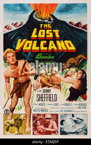 Il vulcano perso, noi locandina, da sinistra: Johnny Sheffield, Marjorie signore, Donald Woods, John Ridgely, Elena Verdugo, 1950 Foto Stock