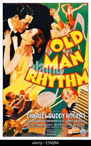 Uomo vecchio ritmo, noi poster, dall'alto: Charles Buddy Rogers, Barbara Kent, in basso a destra: Betty Grable, 1935 Foto Stock