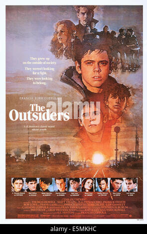 L'outsider, noi poster, in basso da sinistra: C. Thomas Howell, Matt Dillon, Ralph Macchio, Patrick Swayze, Rob Lowe, Diane Lane, Foto Stock