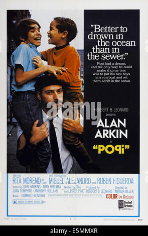 POPI, noi poster, da sinistra: Ruben Figueroa, Alan Arkin, Miguel Alejandro, 1969 Foto Stock