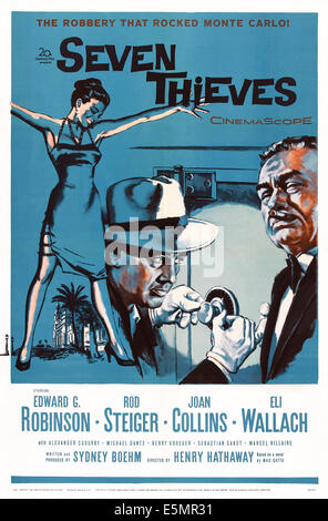 Sette ladri, noi poster, da sinistra: Joan Collins, Rod Steiger, Edward G. Robinson, 1960, TM & Copyright © XX Century Fox Foto Stock