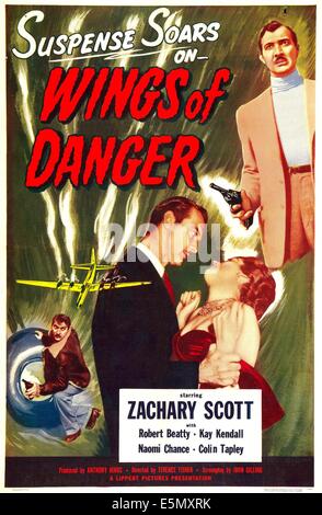 Ali di pericolo,( aka MORTO IN CORSO) Noi locandina, da sinistra: Zachary Scott, Naomi Chance, 1952. Foto Stock